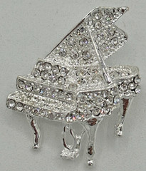 Silver Tone Rhinestone Detail Piano Pin Brooch Fashion Jewlery SKU PB89