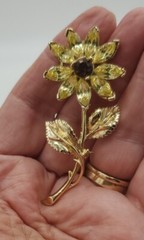Vintage Edlee Brooch Pin- Stunning floral flower Mid-century Brooch- Dazzling