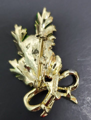 Enamel Pine Cone Fir Branch Bow Holiday Christmas Pin Brooch Gerrys Goldtone 2″