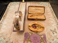 ART Deco Antique jewelry lot Elaborate bracelet sterling dangle earring Sash Pin