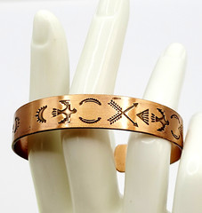 Copper Native American Inspired Symbols Thunderbird Arrows Sun Cuff Bracelet