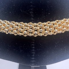 Vintage Gold Tone Mesh Chain Chunky Necklace 18” Magnetic Closure