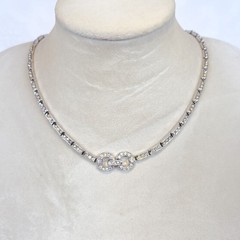 Vintage 1930S Trifari Channel Set Rhinestone Tennis Necklace Choker Glamour