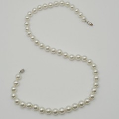 Career Classic Knotted Coated Glass Faux Pearl Silver Tone Vintage Necklace
