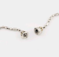 Vtg TJ Necklace John Medeiros Bamboo 16″ Chain Golden CZ Designer Roman Jewelry