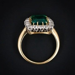 Art Deco 4.60 Ct Natural Emerald Antique Vintage Wedding Ring 14K Yellow Gold FN