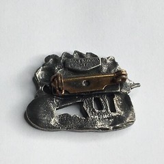 Birds & Blooms Brooch Pin Pewter Flower Wheelbarrow Granny Cottage Fairycore
