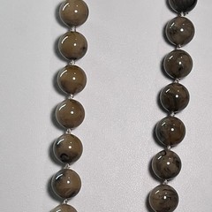 Vtg Marbled Brown Taupe Plastic Bead Necklace Knotted Strand 18 Inch Retro