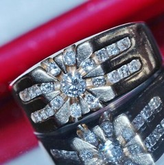 14k yellow gold 1.15ct natural diamond starburst ring sz: 10.5 vintage 10.3g