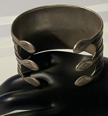 Turkmen Tekke Silver Gilt Wide Cuff Ethnic Tribal Ornate Adjustable Bracelet