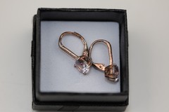Copper Square Gemstone Earrings Sterling Silver