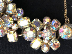 VINTAGE JULIANA AB RHINESTONES /GOLD TONE 5 LINK BRACELET AND EARRINGS SET