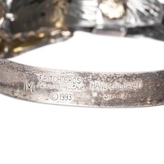 6.25″ Adjustable Fritch Bros 10k gold/Sterling silver hand engraved bangle brac