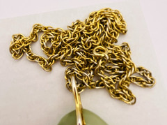 Vintage Faux Jade Gold Tone Pendant Chain Necklace