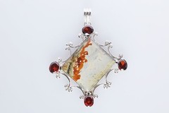 UNIQUE Wild Horse Jasper Pendant 925 Silver Natural Garnet BIG Jewelry MOM Gift