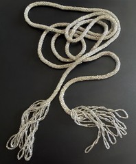 Antique 1920s Art Deco Silver Lined Glass Seed Bead Sautoir Lariat Necklace 48”!