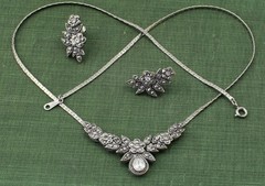 Vintage Avon Marcasite Empire Necklace Earring Set; Book Piece 1989