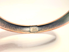 Vintage Solid Copper Etched Floral Bangle Bracelet 8″ Circumference Boho Jewelry