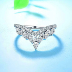 2Ct Lab-Created Diamond V Shape Wedding Band Ring 14K White Gold Over Jewellery