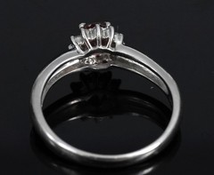 Fine 0.54ct Padparadscha Sapphire & 0.15ct Diamond Platinum Ring Size 7.5, 4.62g
