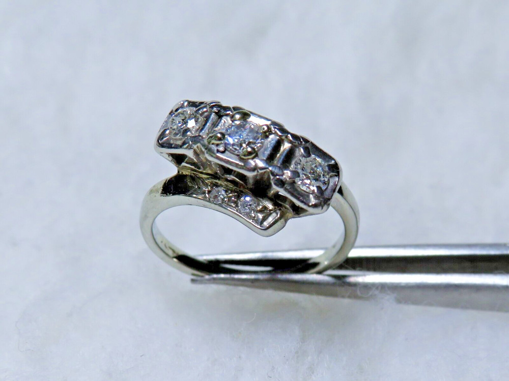 50’s 14K white Gold 1/2 carat Diamond Ring