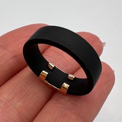 Vintage 14K Gold & Black Rubber Ring Size 6.5 Geometric Designer Style Ukraine