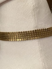 Vintage Gold Tone Metal Mesh Choker Necklace Estate Jewelry