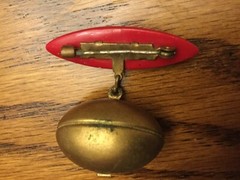 Vintage Estate Dangle Football Brooch Red Bar At Top Of Piece
