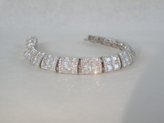Vera Wang Sterling Silver 925 2 Row CZ Tennis Bracelet Fits 7.5″
