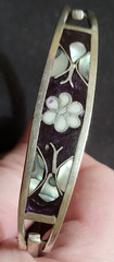 Vintage Y2K Mexican Mosaic Metal Bangle Bracelet