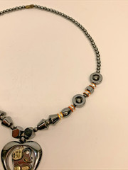 Vintage Heavy Heart W/ Good Luck Elephant Inside Pendant Necklace