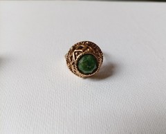 Vintage Adjustable Gold Tone 10kgf Ring Good Vintage Condition Green Stone