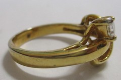 VINTAGE SIGNED ROMAN GOLD TONE PEAR CUT CRYSTAL BYPASS STATEMENT RING, MCM