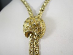 Vtg COROCRAFT Gold Tone Sliding Lariat 21″ total wearable length Necklace 849