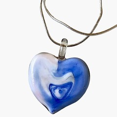 FAS Designer Italy Necklace Sterling Silver & Puffy Heart Pendant DOUBLE SIDED