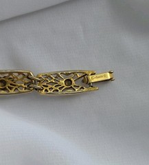 1960s Goldette NY Multi-Stone Gold Tone Bracelet 7.25″ Lattice Links