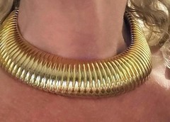 Vintage Gold Tone Tubogas Omega Collar Statement Necklace 18” Bold 148.4g