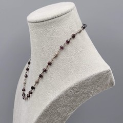 Vintage Silpada Dainty Sterling Silver Faceted Garnet Bead Necklace 16″-18″