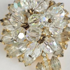 Juliana Delizza & Elste AB Rhinestone Crystal Cha Cha Flower Vintage Brooch