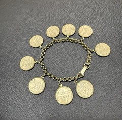 Vintage Lincoln Wheat Penny Charm Bracelet – 1958 Goldtone Curb Chain