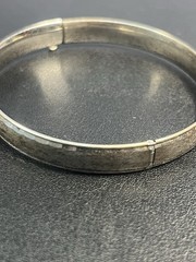 Vintage Sterling Silver Marathon Etched Bangle Bracelet 7.5” 12g