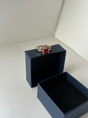 Vintage Red Cubic Zirconia Ring Gold Plated Womens Size 8.5
