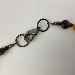 Vtg Genuine Brown Gold Tiger Iron Pendant Yellow Citrine Beaded Necklace Sz 17″