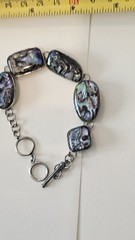 VINTAGE ABALONE 925 STERLING SILVER BRACELET 7+8 Inch Adjustable GORGEOUS…
