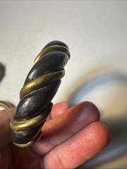 3 VTG BLACK BONED HORN w/BRASS /GOLD INLAIDED BANGLE BRACELETS