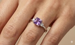 Vintage 14K White Gold Engagement ring 1.81ct.Natural Lavender Purple Sapphire