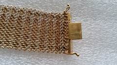 Italian Mesh Bracelet 18k Gold Charm Wide Vintage Yellow Woven Women’s Men’s Old