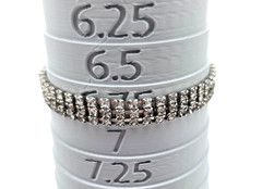 Rhinestone Tennis Bracelet Triple Row Silver Tone Box Clasp 6.75″ Vintage