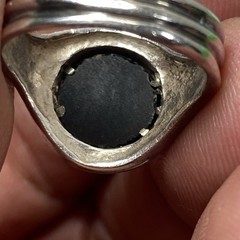 Vintage Two-Tone Sterling Silver & 14K Gold Black Onyx Bypass Ring Size 5 , 3.8g