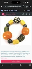 VTG 3 Bakelite Butterscotch Beads Bracelet / B&W artisan beads / metal spacers